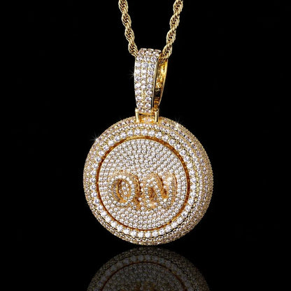 Rotating Custom 3D Letter Round Pendant – 43mm