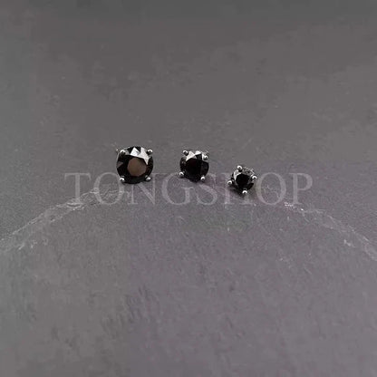S925 Black VVS Moissanite Four Prong Black Stud Earrings