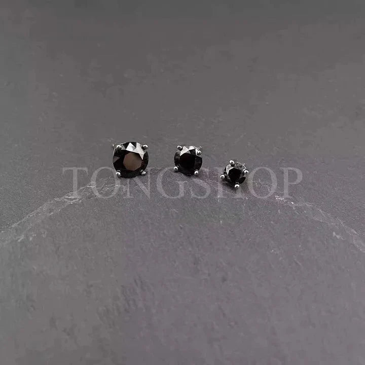 S925 Black VVS Moissanite Four Prong Black Stud Earrings