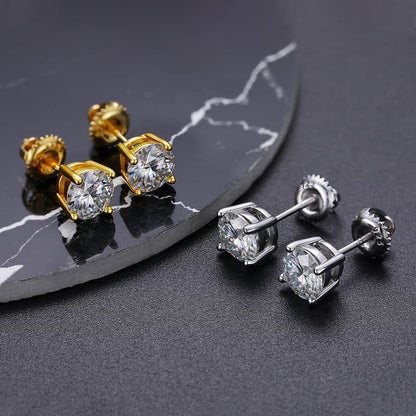 S925 Four-Prong Moissanite Stud Earrings