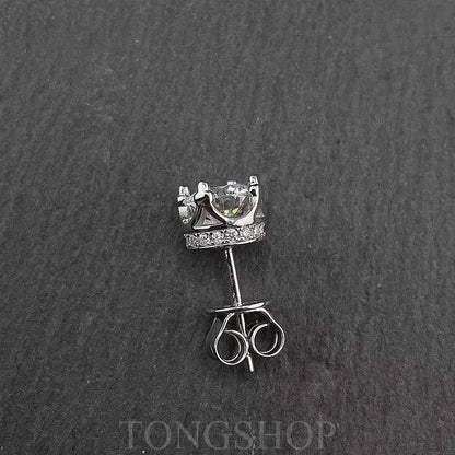 S925 Moissanite Crown Earrings 80 points Four-Claw Rock Candy