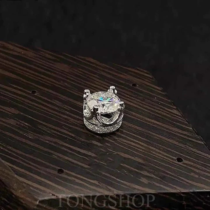 S925 Moissanite Crown Earrings 80 points Four-Claw Rock Candy