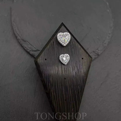 S925 Moissanite Heart-Shaped Rock Candy Earrings Love