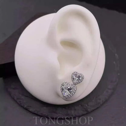 S925 Moissanite Heart-Shaped Rock Candy Earrings Love