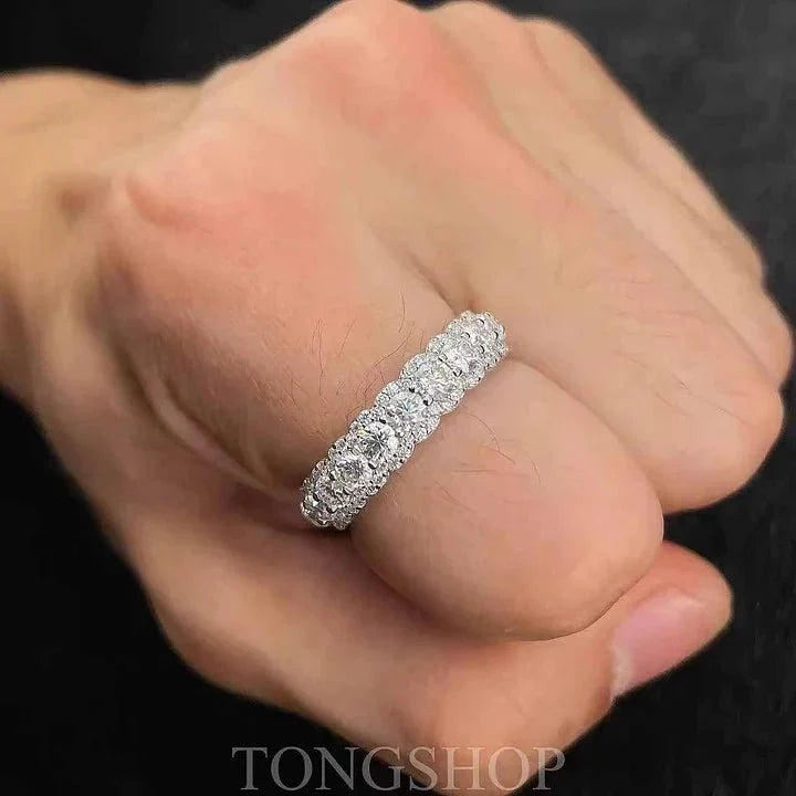 S925 Moissanite Rock Candy Ring Full Of Diamonds And Rows Of Diamonds Ring
