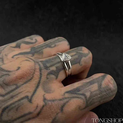S925 Moissanite Triangular Geometric Ring