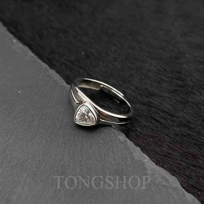 S925 Moissanite Triangular Geometric Ring