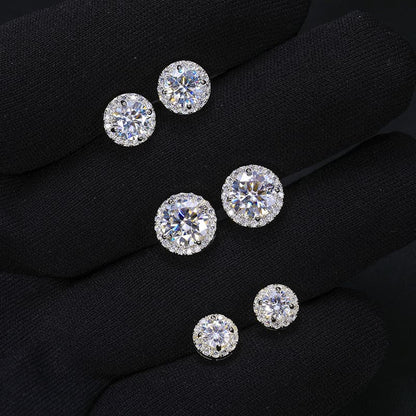 S925 Silver Round VVS Moissanite Stud Earrings