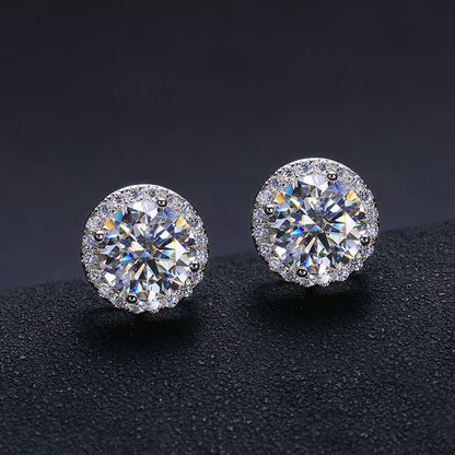 S925 Silver Round VVS Moissanite Stud Earrings