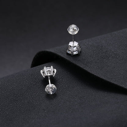 S925 VVS Classic Six-Prong Moissanite Stud Earrings in 18K Gold