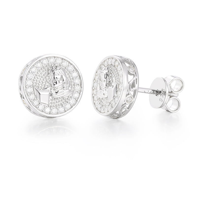 S925 VVS Moissanite Cross Stud Earrings in 18K Gold Plating