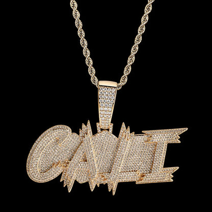 S925 & VVS Moissanite Custom Solid Ice-Block-Style Letter/Name Pendant