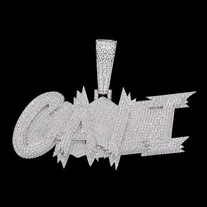 S925 & VVS Moissanite Custom Solid Ice-Block-Style Letter/Name Pendant