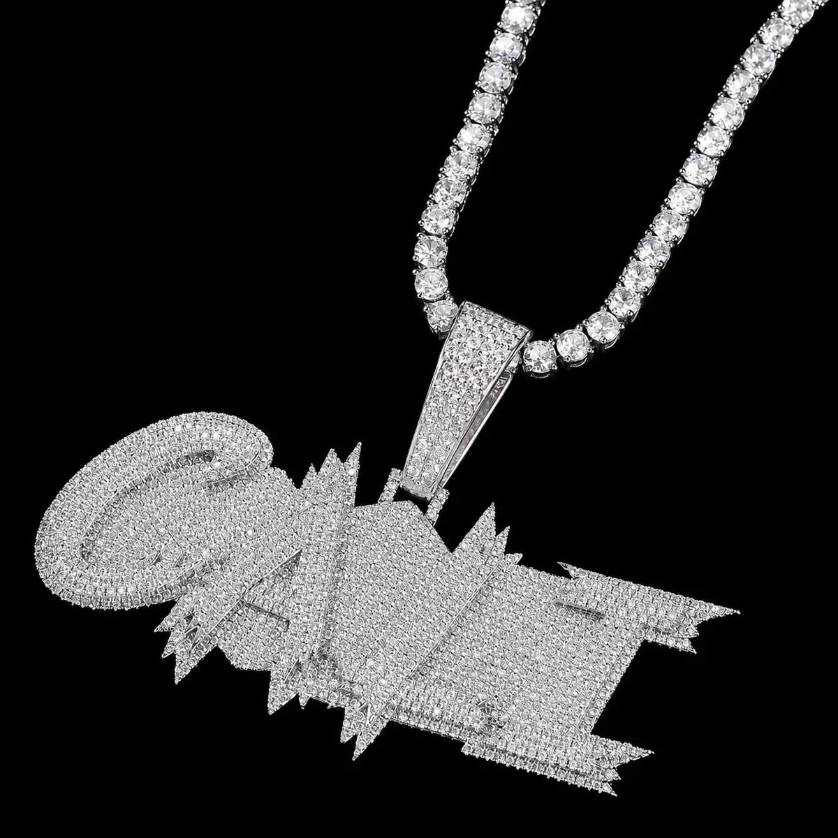 S925 & VVS Moissanite Custom Solid Ice-Block-Style Letter/Name Pendant