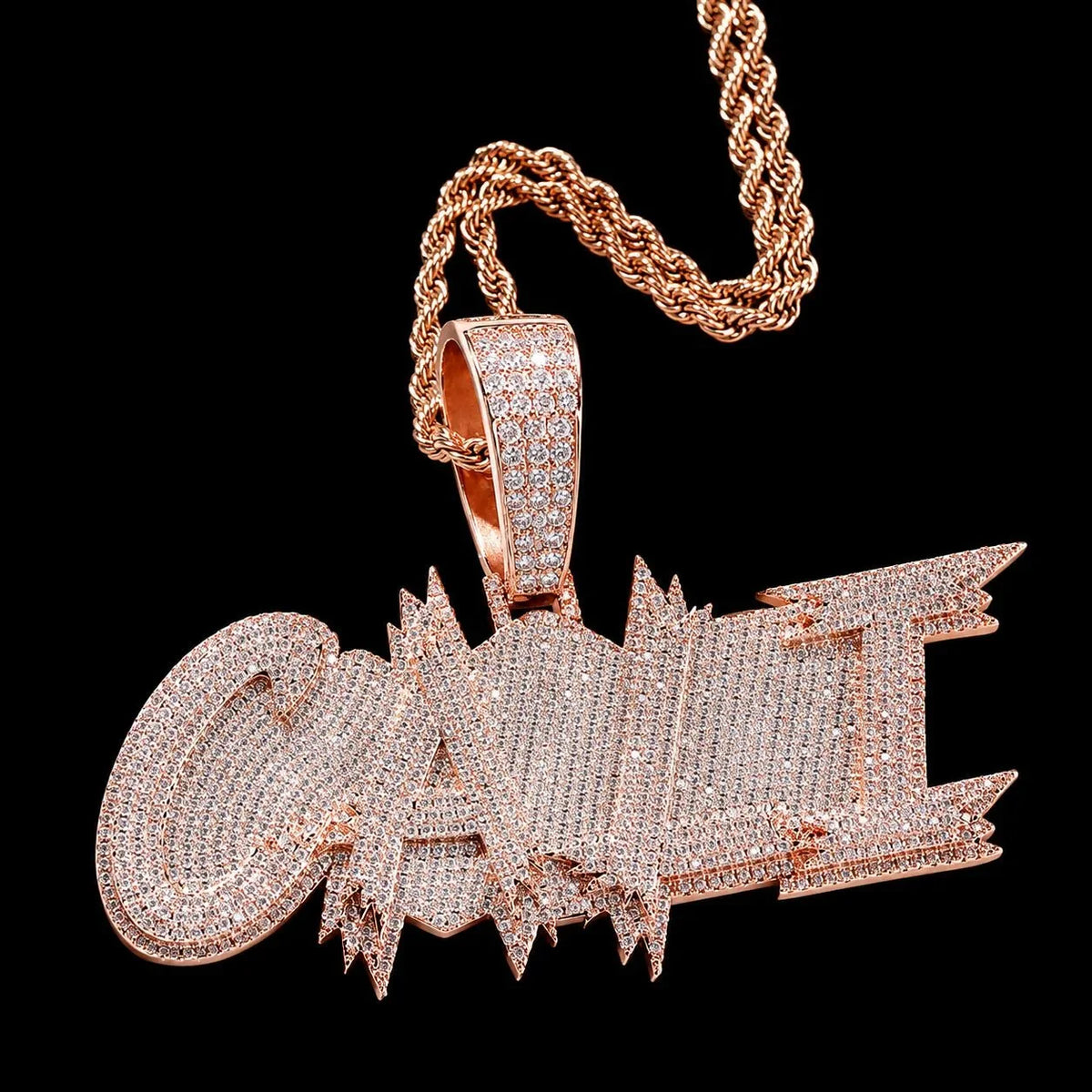 S925 & VVS Moissanite Custom Solid Ice-Block-Style Letter/Name Pendant