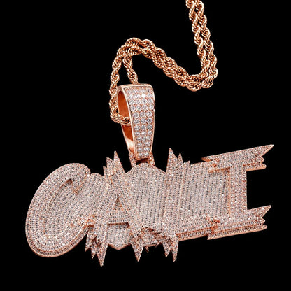 S925 & VVS Moissanite Custom Solid Ice-Block-Style Letter/Name Pendant