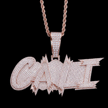 S925 & VVS Moissanite Custom Solid Ice-Block-Style Letter/Name Pendant