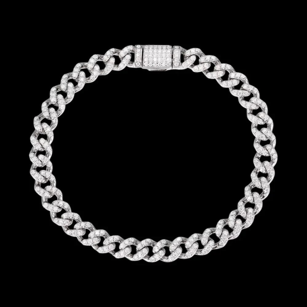 S925 & VVS Moissanite Iced Cuban Link Bracelet - 6mm