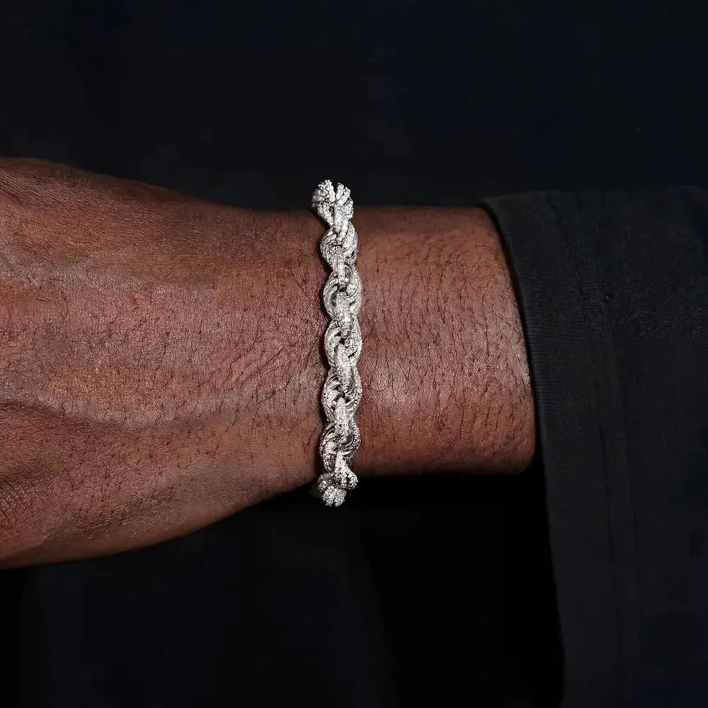S925 & VVS Moissanite Iced Rope Bracelet - 8mm