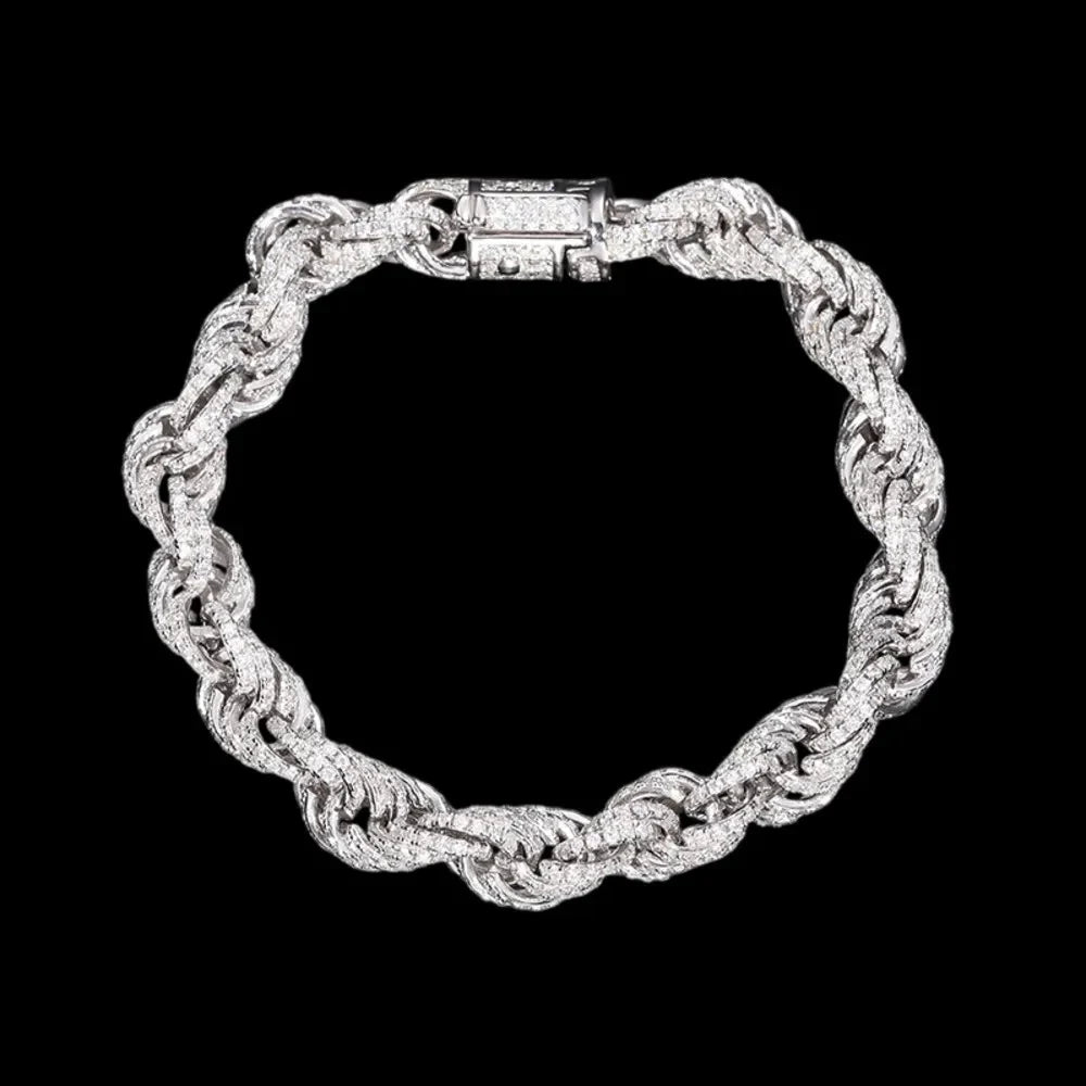 S925 & VVS Moissanite Iced Rope Bracelet - 8mm