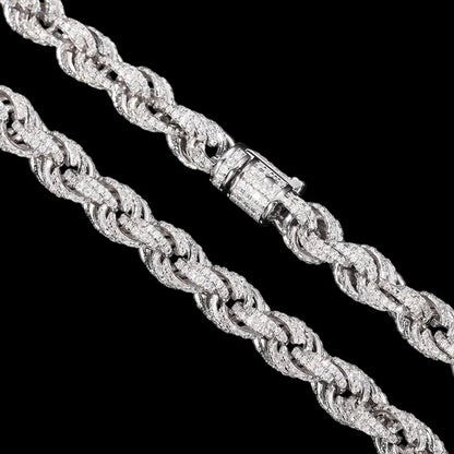 S925 & VVS Moissanite Iced Rope Chain - 8mm