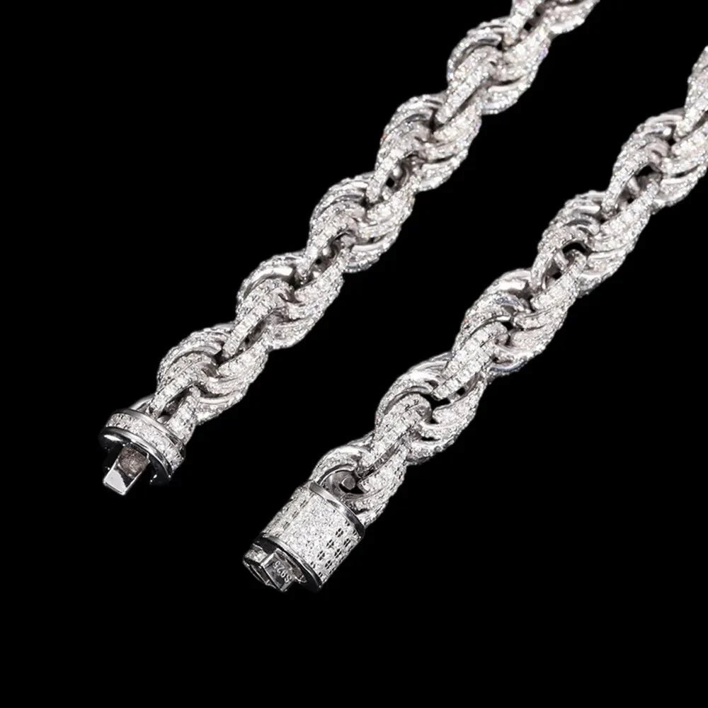 S925 & VVS Moissanite Iced Rope Chain - 8mm