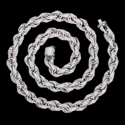 S925 & VVS Moissanite Iced Rope Chain - 8mm