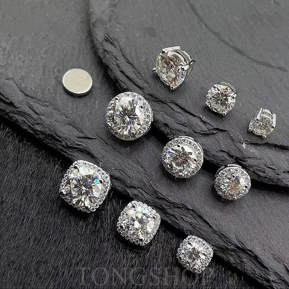 S925 VVS Moissanite Magnetic Earrings Four Claws & Rock Sugar Cube Starry Stars Full Diamond Earrings