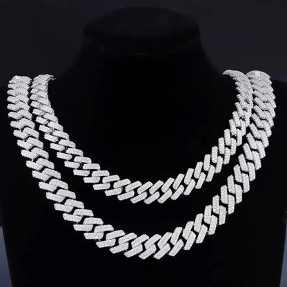 S925 VVS Moissanite Prong Setting Iced Cuban Link Chain