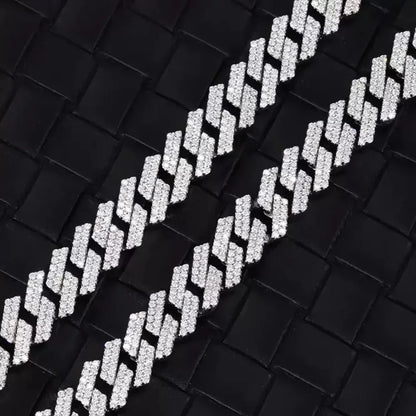 S925 VVS Moissanite Prong Setting Iced Cuban Link Chain