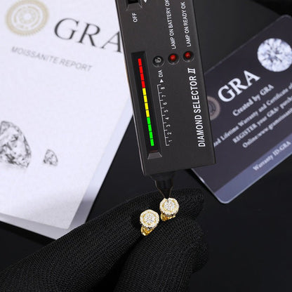 S925 VVS Moissanite Round Stud Earrings in 18K Gold Overlay