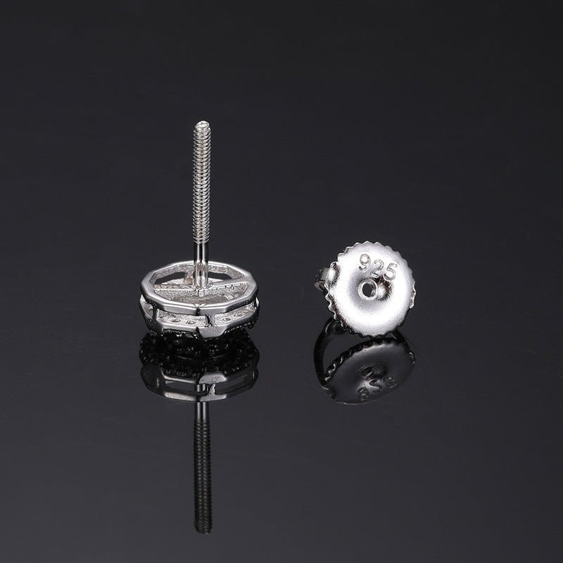 S925 VVS Moissanite Round Stud Earrings in 18K Gold Overlay