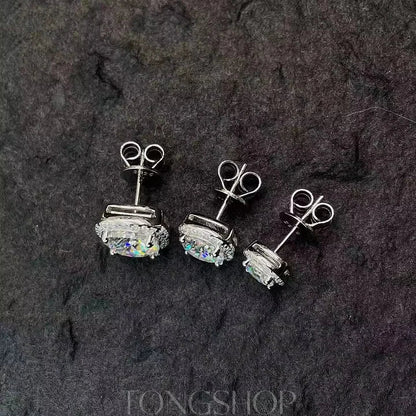 S925 VVS Moissanite Sugar Cube Earrings Full Of Diamonds Square