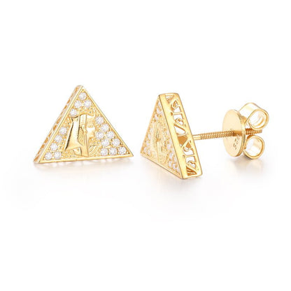 S925 VVS Moissanite Triangle Stud Earrings in 18K Gold Plating