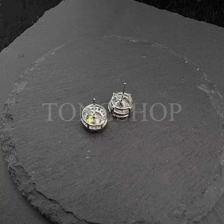 S925 VVS Moissanite Earrings Four-Prong Rock Candy