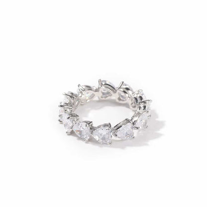 Single-Row Heart Diamond Ring in 18K Gold Plating