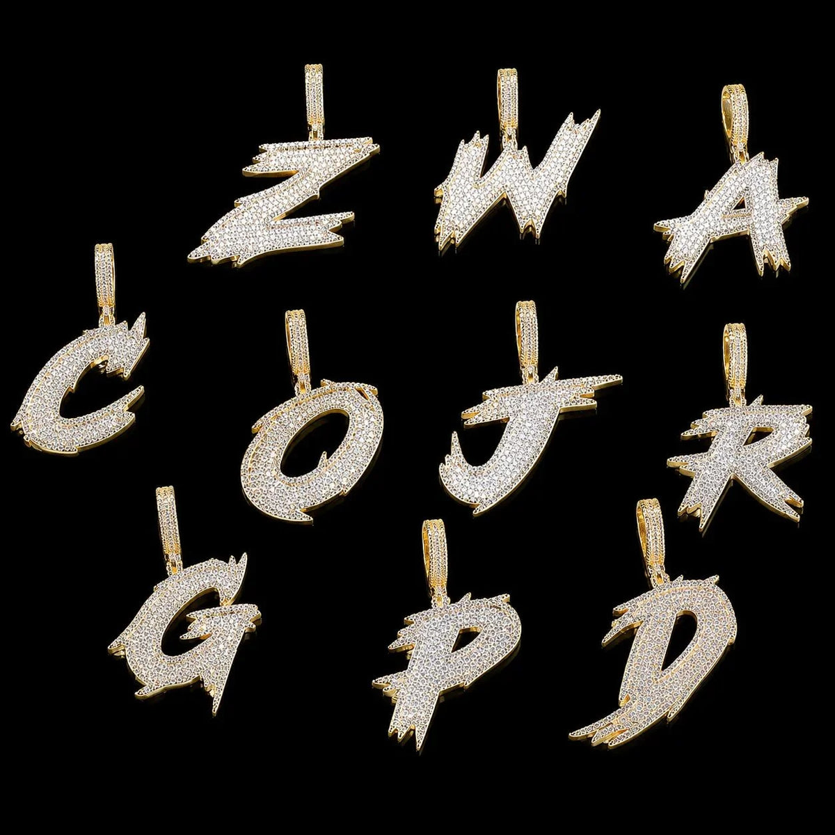 Solid Custom Diamond-Set Spiked Letter Pendant