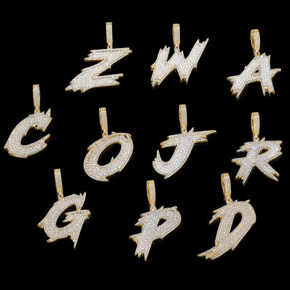 Solid Custom Diamond-Set Spiked Letter Pendant