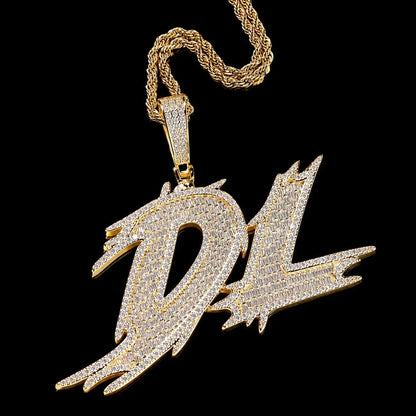 Solid Custom Diamond-Set Spiked Letter Pendant