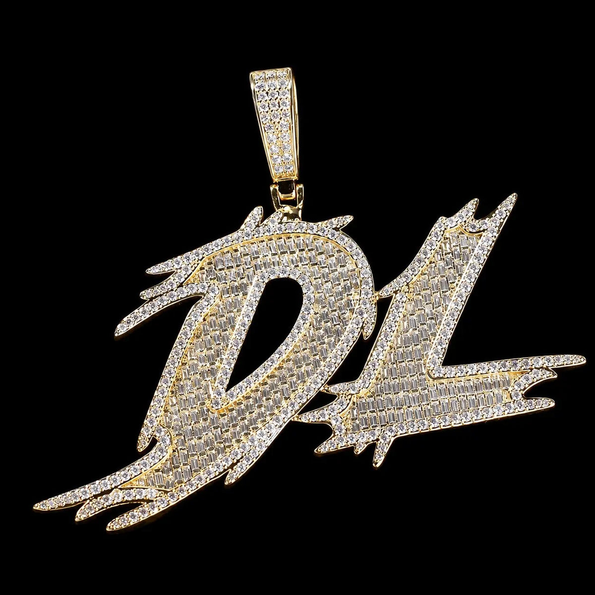 Solid Custom Diamond-Set Spiked Letter Pendant