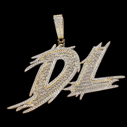 Solid Custom Diamond-Set Spiked Letter Pendant