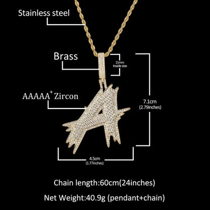 Solid Custom Diamond-Set Spiked Letter Pendant