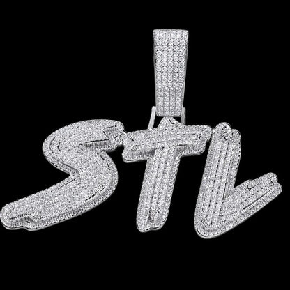 Solid Diamond-Set Custom Name/Initial Pendant