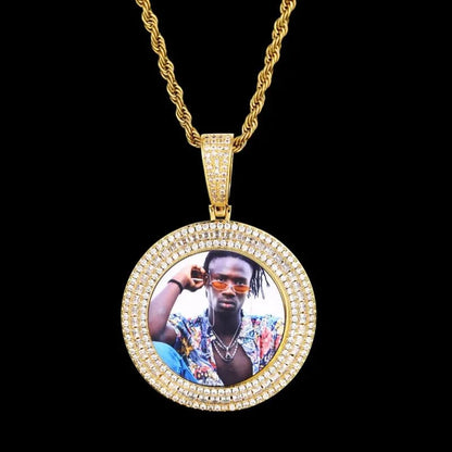 Solid Ice Custom 3D Photo Round Pendant - 40mm