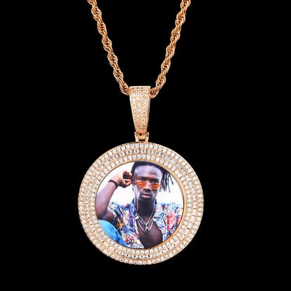 Solid Ice Custom 3D Photo Round Pendant - 40mm