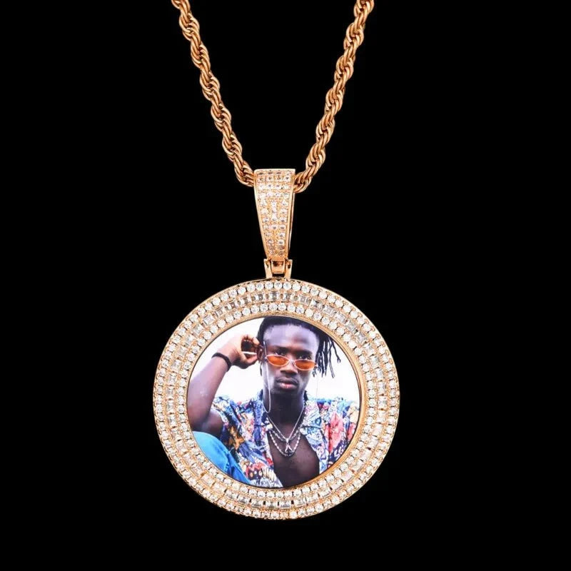 Solid Ice Custom 3D Photo Round Pendant - 40mm