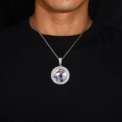 Solid Ice Custom 3D Photo Round Pendant - 40mm
