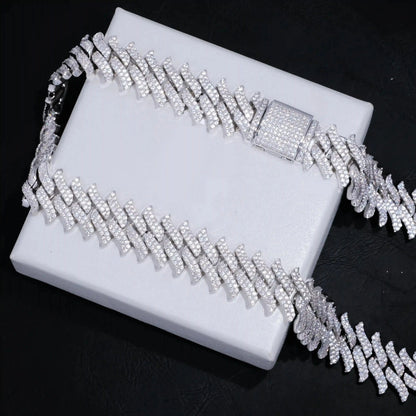 Spiked Iced Cuban Chain in White Gold - 20mm