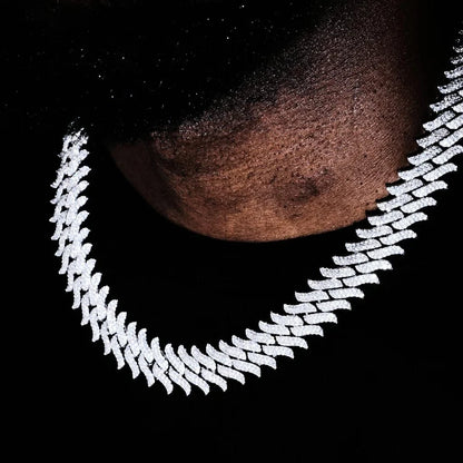 Spiked Iced Cuban Chain in White Gold - 20mm