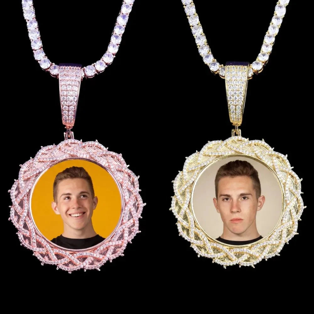 Thorn Sunflower Custom Photo Round Pendant - 55mm